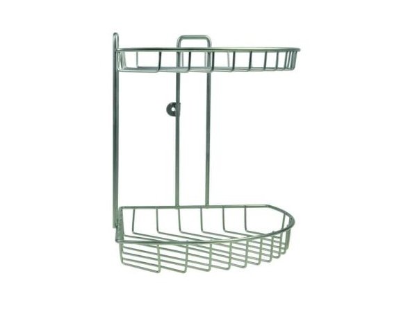 Geyser dobbelt hjørnehylde til bruser Geyser hjørnehylde til brusedobbelt, mat satin, trådkurv