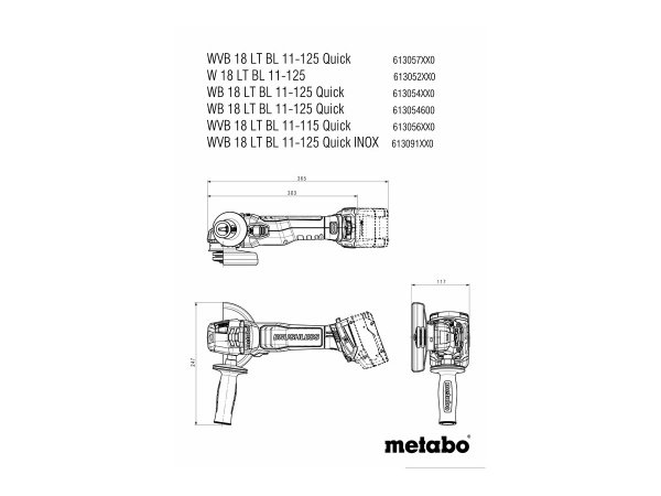 Metabo akku vinkelsliber W 18 LT BL 11-125 SOLO Metabo akku vinkelsliber