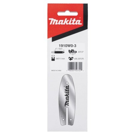 Makita savsværd 4" 1910W0-3 Makita savsværd 4" 1910W0-3. Med en skinnebredde på 1,1 mm og kompatibilitet med 80TXL savkæder. Billedet viser produktet.