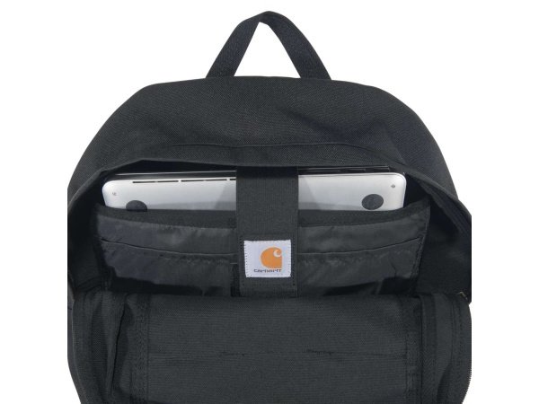 Carhartt Single Compartment rygsæk 23L i sort og vandafvisende materiale. Billedet viser hele produktet.