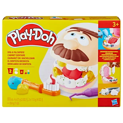 Play-Doh tandlægesæt. Produkt vises i indpakning