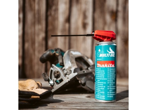 Makita multiolie spray, produkt set forfra