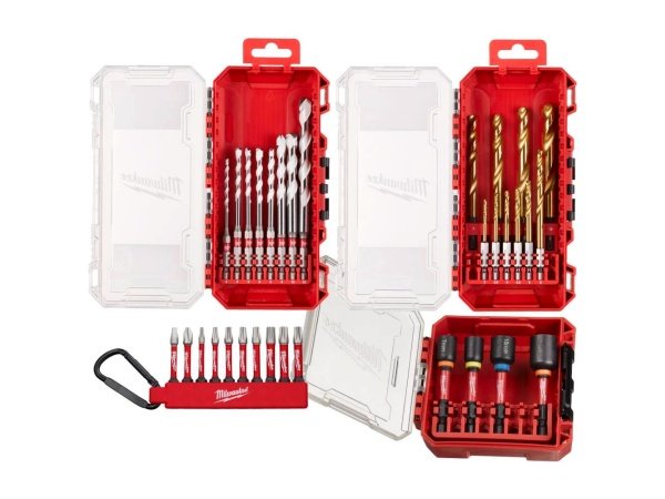 Milwaukee bor - bits sæt Milwaukee bor - bits sæt kombikit 32p. Billedet viser produktets indhold.