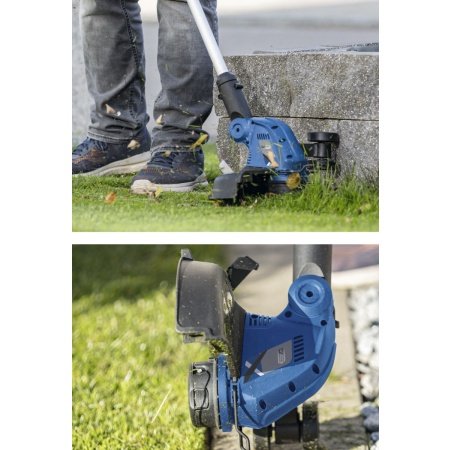 Scheppach græstrimmer C-LT300-X - SET S, 20V. Billedet viser produkt og tilbehør med hvid baggrund.