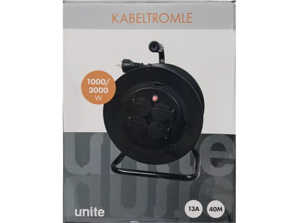 Unite kabeltromle m/jord 40 meter