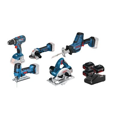 Bosch kombokit m/5 maskiner GSR/GST/GWS/GKS/GSA 18V-Li