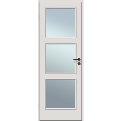 Høgild glat massivdør 3/1 glasfelt/uden karm