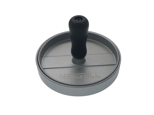 Nexgrill burgerpresser. Fremstillet i slidstærkt aluminium. Billedet viser produktet med hvid baggrund.