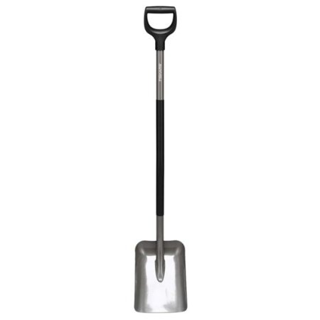 Fiskars Ergonomic skovl Fiskars Ergonomic skovl sikrer komfort og holdbarhed. Skovlen har et stål-skaft og bredt blad, ideel til at flytte grus, sand og jord. Billedet viser produktet i en skrå vinkel.