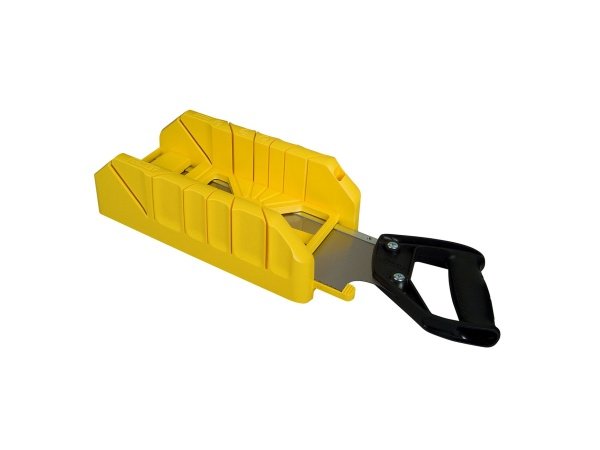 Stanley skærekasse m/sav Stanley skærekasse m/sav 143x350 mm. Billedet viser produktet fra en skrå vinkel.