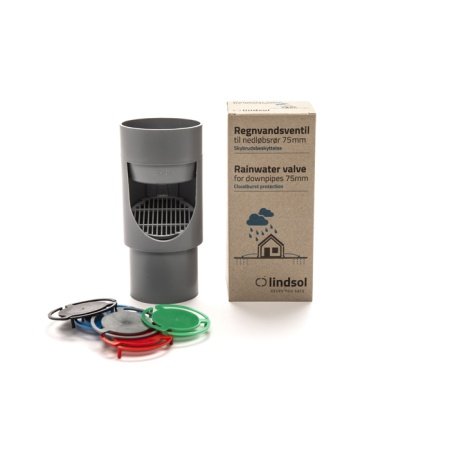 Regnvandsventil 75mm inkl. 5