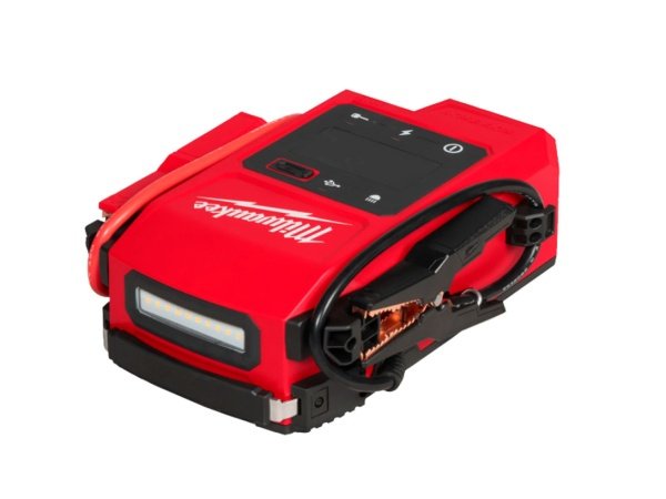 Milwaukee® M18™ Jump Starter 18 V. Billedet viser produktets funktioner.