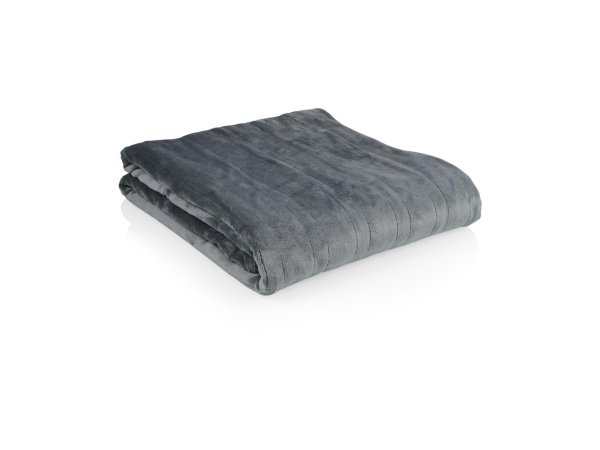 Tristar BW-4780 elektrisk varmetæppe Tristar BW-4780 elektrisk varmetæppe i grå fleece, 80W, størrelse 160x130 cm, med justerbare varmeindstillinger. Billedet viser hele produktet.