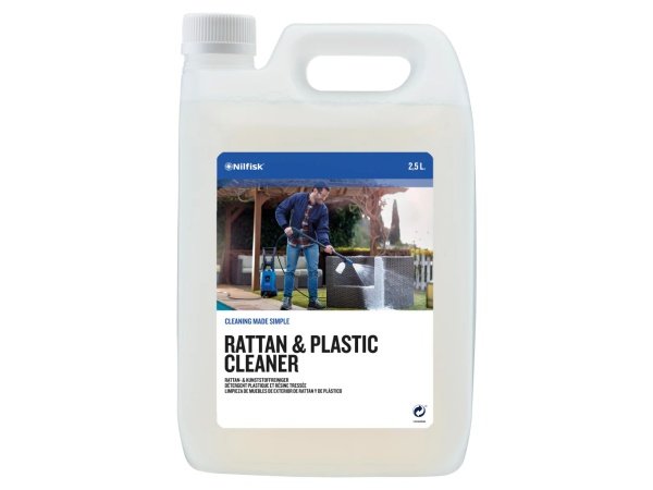 Nilfisk rattan- & plastikrens 2,5 ltr. Skånsom og effektiv rengøring af rattan- og plastoverflader.. Billedet viser hele produktet.
