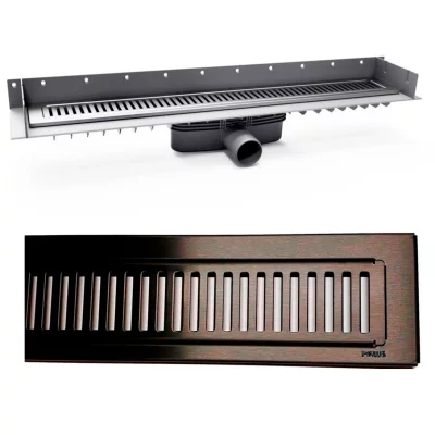 Purus&nbsp;Line Rib&nbsp;afløbsrendesæt m/Ø50mm vandret udløb
