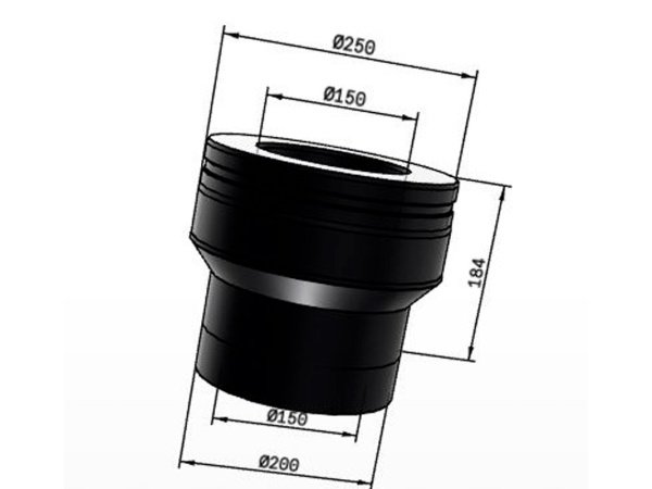 Schiedel overgang fra ø200. Produkt vises