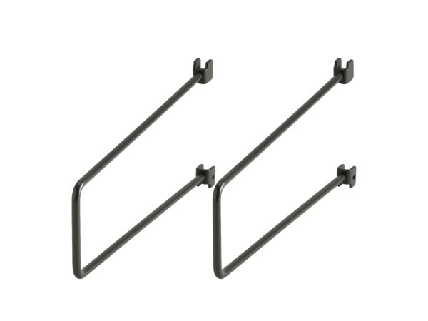 Elfa bogstøtte til vægskinne graphite Elfa bogstøtte til vægskinne graphite 19x75x250 mm 2 stk. Billedet viser produktet med hvid baggrund.