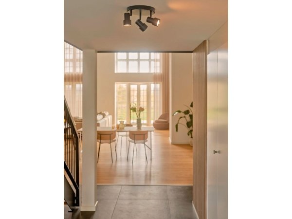 Nordlux Boston 3-rondel loftlampe sort. Billedet viser produktet med hvid baggrund.