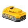 Et professionelt 18V batteri fra DeWalt med Powerstack-teknologi, der giver længere driftstid og kompakt design.