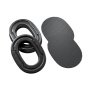 Sorte Hellberg Comfortpad gelpuder med kliksystem. Billedet viser produktets dele.