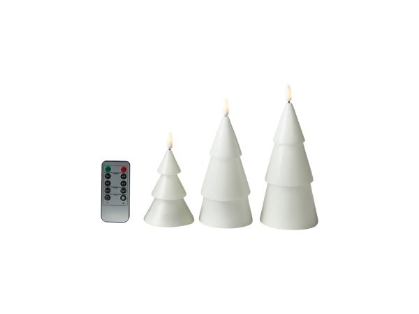 Dacore LED juletræer 3 stk. i hvid Dacore LED juletræer 3 stk. i hvid. Medfølger fjernbetjening.