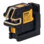 Dewalt USB-C Krydslinjelaser + 5 punkt, grøn laser. Billedet viser produkt fra en skrå vinkel.