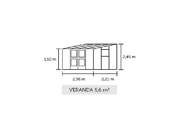 Juliana Veranda 6,6m² drivhus