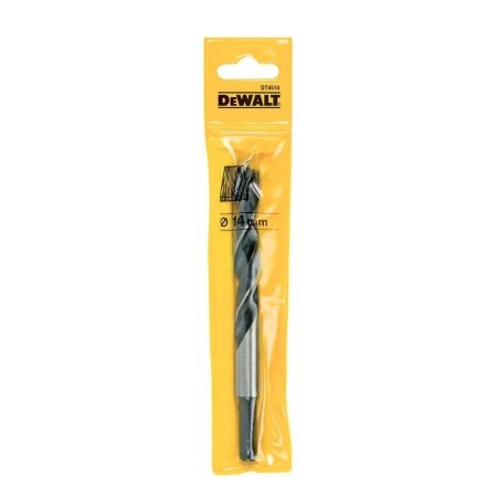 Dewalt træbor med centerspids Ø14x160 mm Dewalt træbor med centerspids Ø14x160 mm DT4514-QZ. Billedet viser produktet forfra.