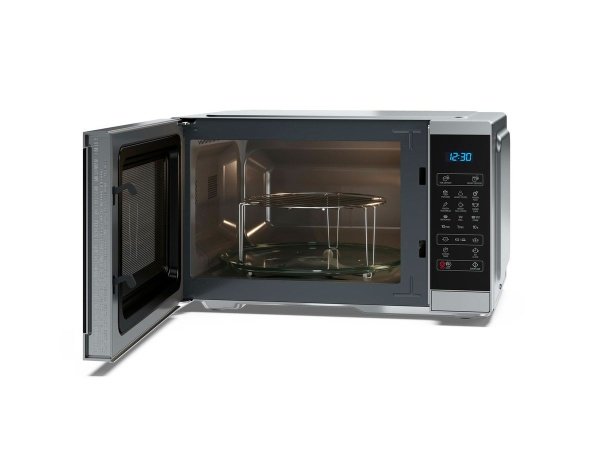 Sharp mikrobølgeovn YC-MG252AE-S Sharp mikrobølgeovn YC-MG252AE-S, 900W, sølv. Billedet viser produktet lukket.
