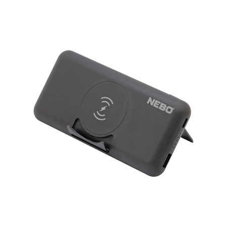 Nebo powerbank 10000 mAh wireless Nebo powerbank 10000 mAh wireless med trådløs opladning. Billedet viser produktet forfra.