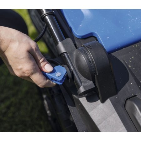 Scheppach plæneklipper BC-MP430-X SET XL2, 43 cm 5911415400, m/lader og to batterier. Billedet viser produkt.