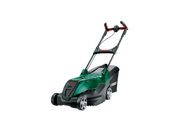 Bosch plæneklipper Bosch plæneklipper Advanced Rotak 36V-40. Billedet viser produkt med batteri og lader