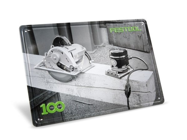Festool 100 år blikskilt retro-maskine Festool 100 år blikskilt retro-maskine