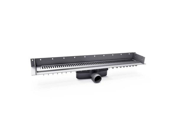 Purus afløbsrendesæt Line Rib Purus afløbsrendesæt Line Rib 1000 mm med Ø50 mm vandret udløb