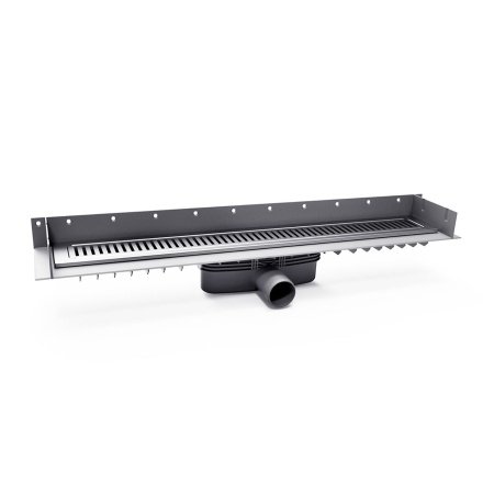 Purus afløbsrendesæt Line Rib Purus afløbsrendesæt Line Rib 1000 mm med Ø50 mm vandret udløb