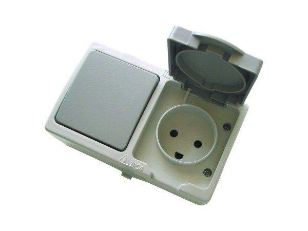 Unite kombi stikkontakt grå