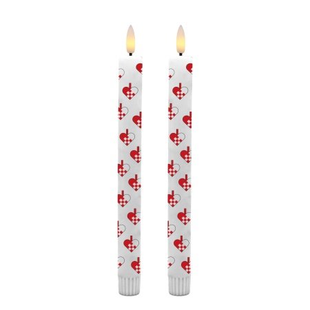 Haarhr & Co 2 LED-stagelys med hjerter Haarhr & Co 2 LED-stagelys med julehjerter og 3D flammer 3005199
