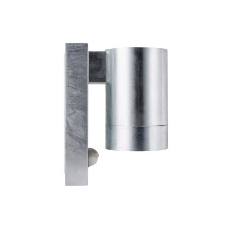 Nordlux Tin væglampe Nordlux Tin Maxi Sensor Væglampe Galvaniseret stål. Billedet viser produktet fra en skrå vinkel med hvid baggrund.