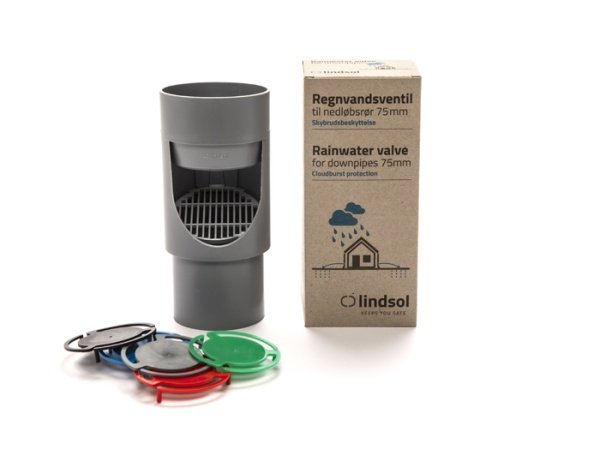 Regnvandsventil 75mm inkl. 5