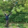 Makita stangsav DUA200Z 18V SOLO, 200 mm. Miljøbilledet viser produktets længde.