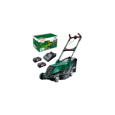 Bosch plæneklipper Bosch plæneklipper Advanced Rotak 36V-40. Billedet viser produkt med batteri og lader