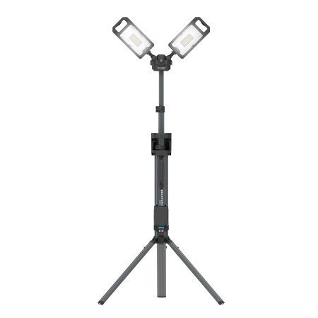 Scangrip TOWER 8 CONNECT arbejdslampe. Billedet viser produktet foldet ud med hvid baggrund.  