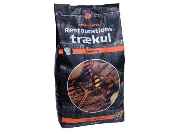 Greenwood restaurationstrækul. Produktet vises på palle.