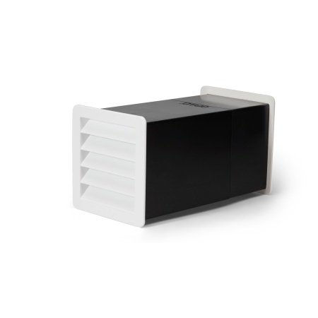 Viksa friskluftsventil type 1 hvid i slagfast polystyren (4,5 mm). Billedet viser produktet forfra.