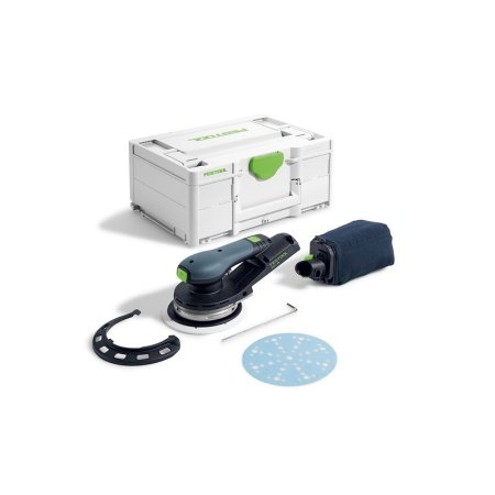 Festool excentersliber ETSC 2 150-Basic. Billedet viser produktet samt tilbehør