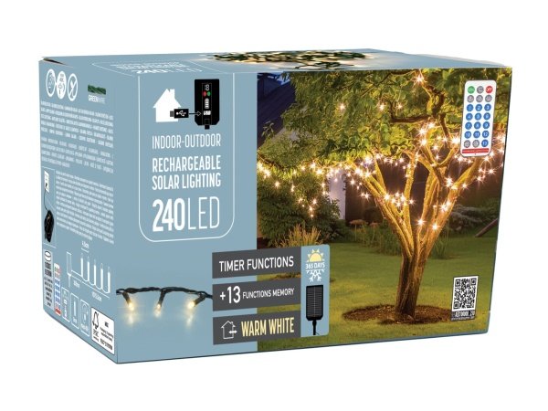 Haarhr & Co Solar LED lyskæde 10 meter Haarhr & Co Solar LED lyskæde 10 meter, 240 lys. Billedet viser emballagen.