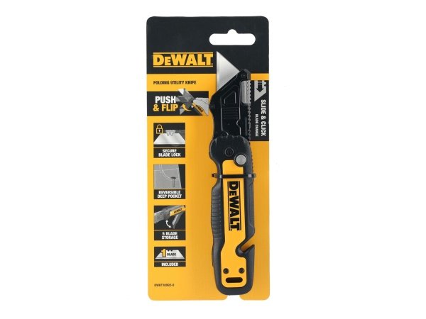 Dewalt foldekniv fast trapezblad DWHT10992-0. Billedet viser produkt fra en skrå vinkel.