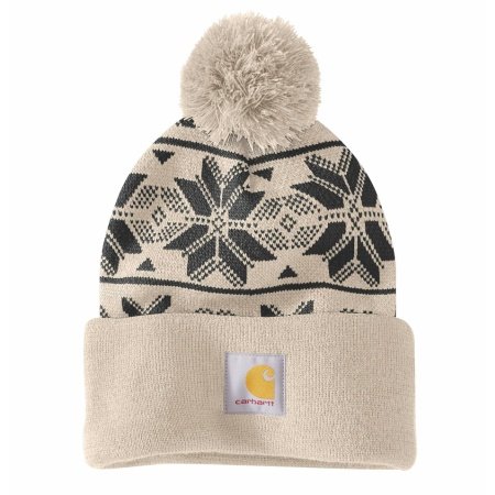 Carhartt Jacquard strikhue i oat milk med kvast 106647A16-OFA