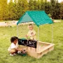 Hape multifunktionel sandkasse. Produkt vises i miljø