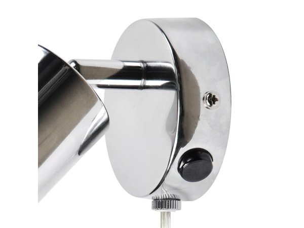 Nordlux Explore væglampe krom. Billedet viser produktet med hvid baggrund.